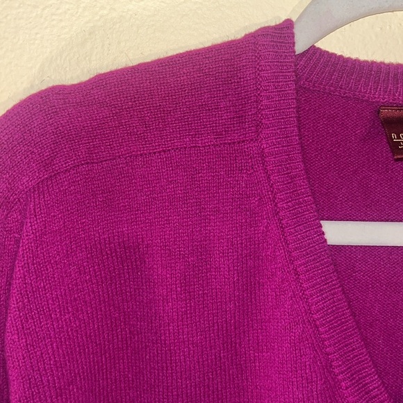 Vintage Women L Lambswool Wool Oversized Soft V Neck Pink Purple Sweater - Picture 4 of 7